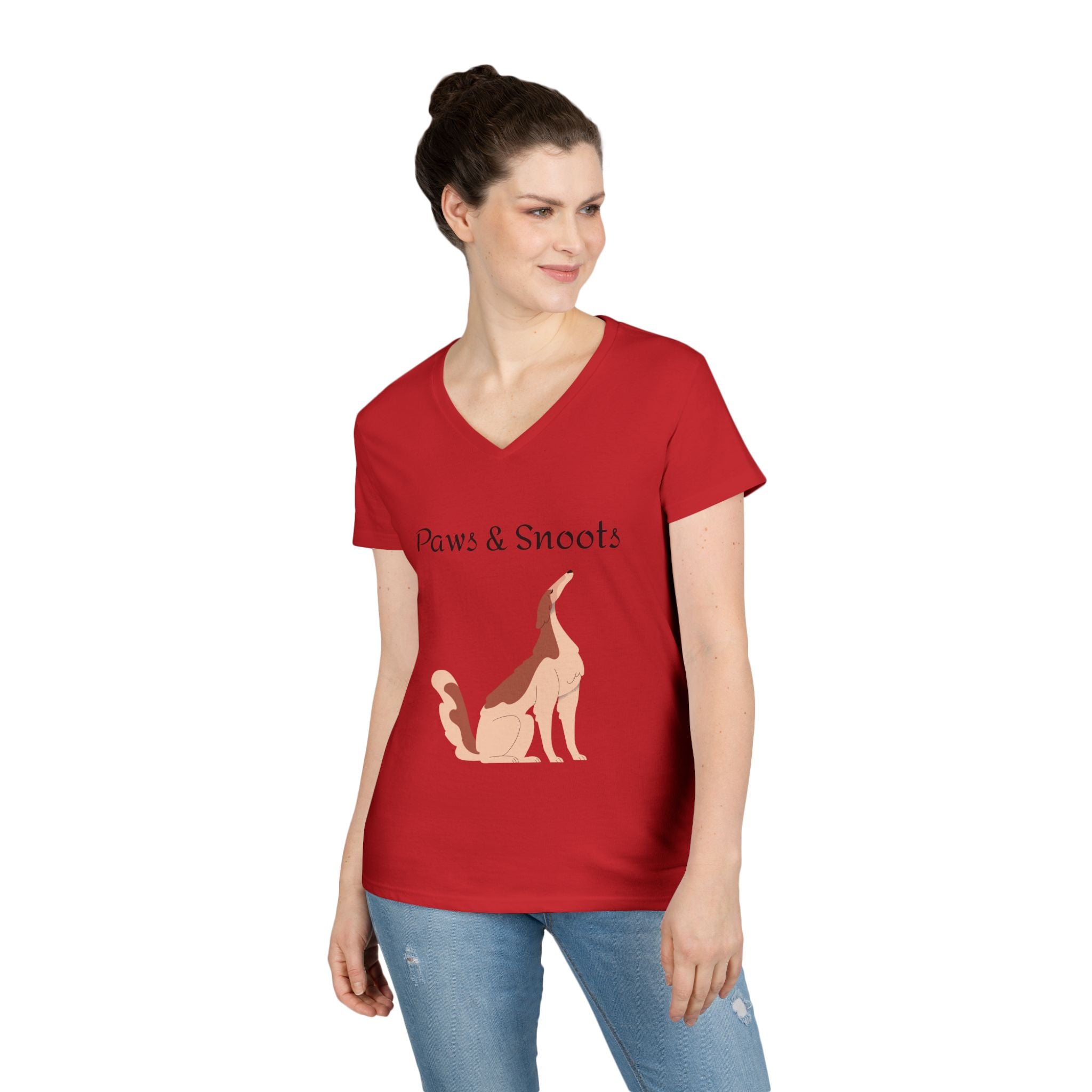 Paws & Snoots Dog Lover V-Neck Tee — "Wear Your Bond" Graphic