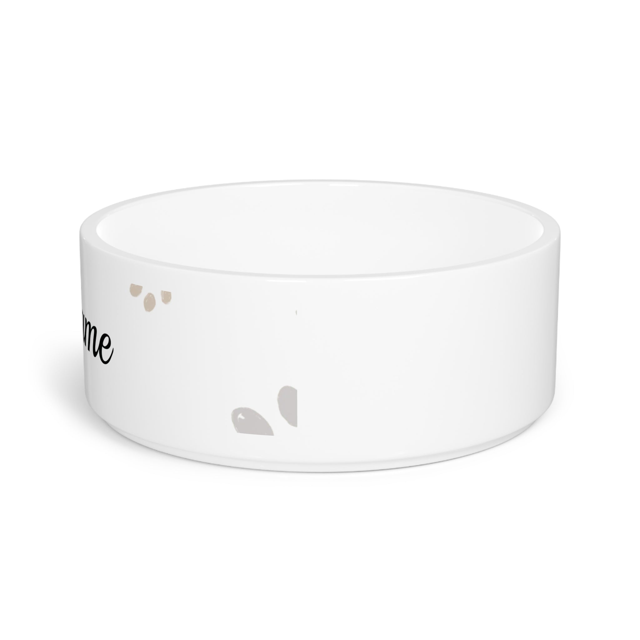 Beige Paw Print Pet Name Pet Bowl | Personalized Ceramic Dog Bowl