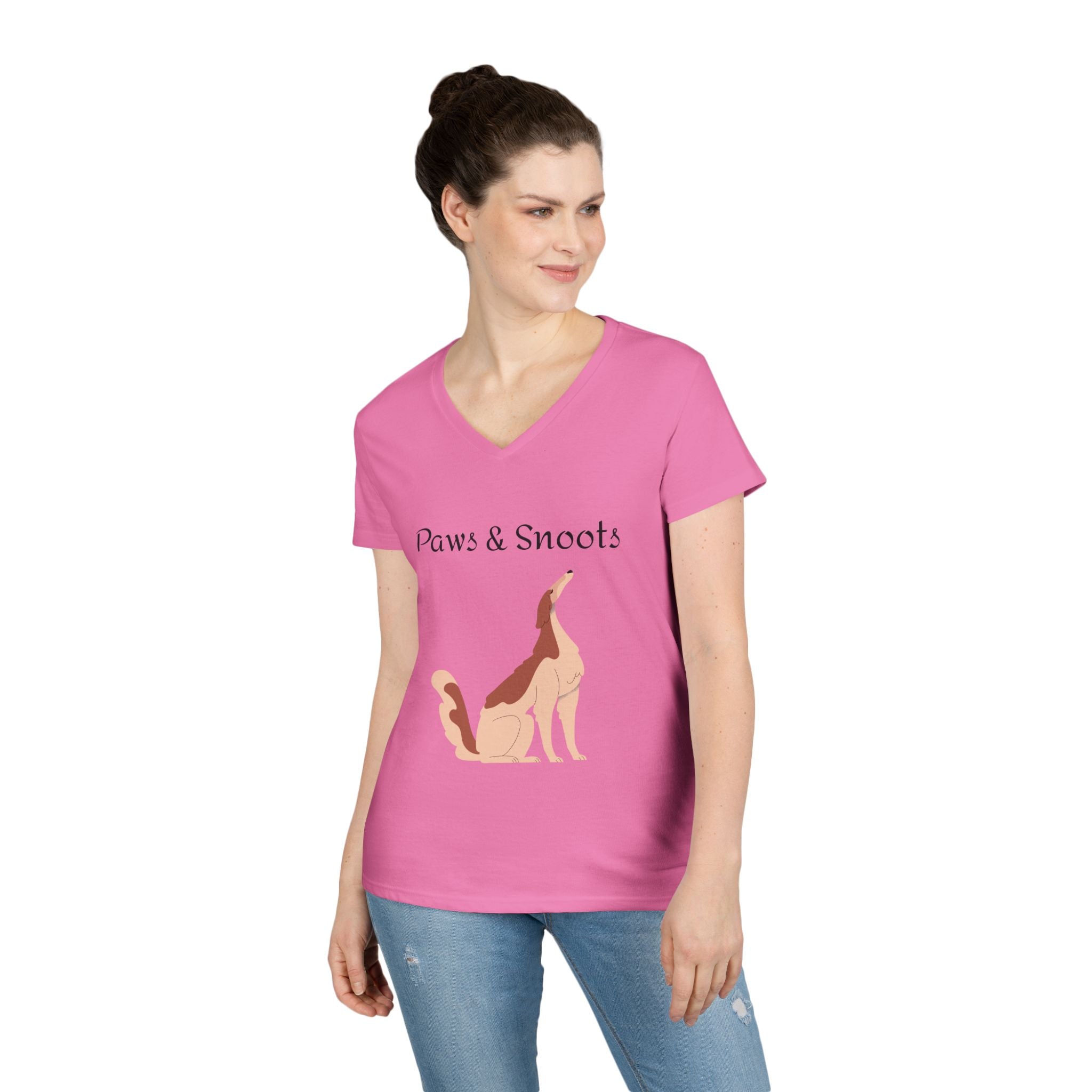 Paws & Snoots Dog Lover V-Neck Tee — "Wear Your Bond" Graphic