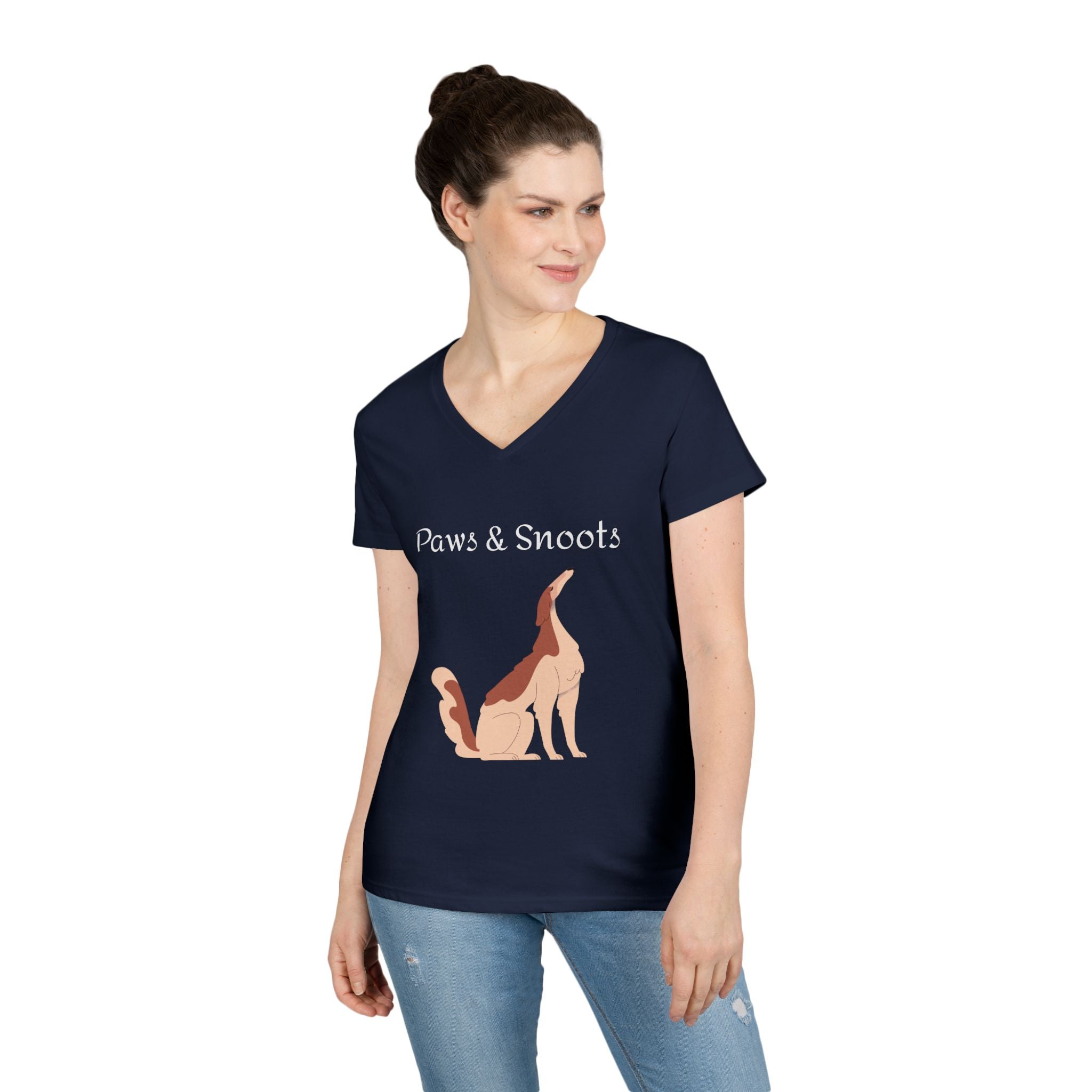 Paws & Snoots Dog Lover V-Neck Tee — "Wear Your Bond" Graphic