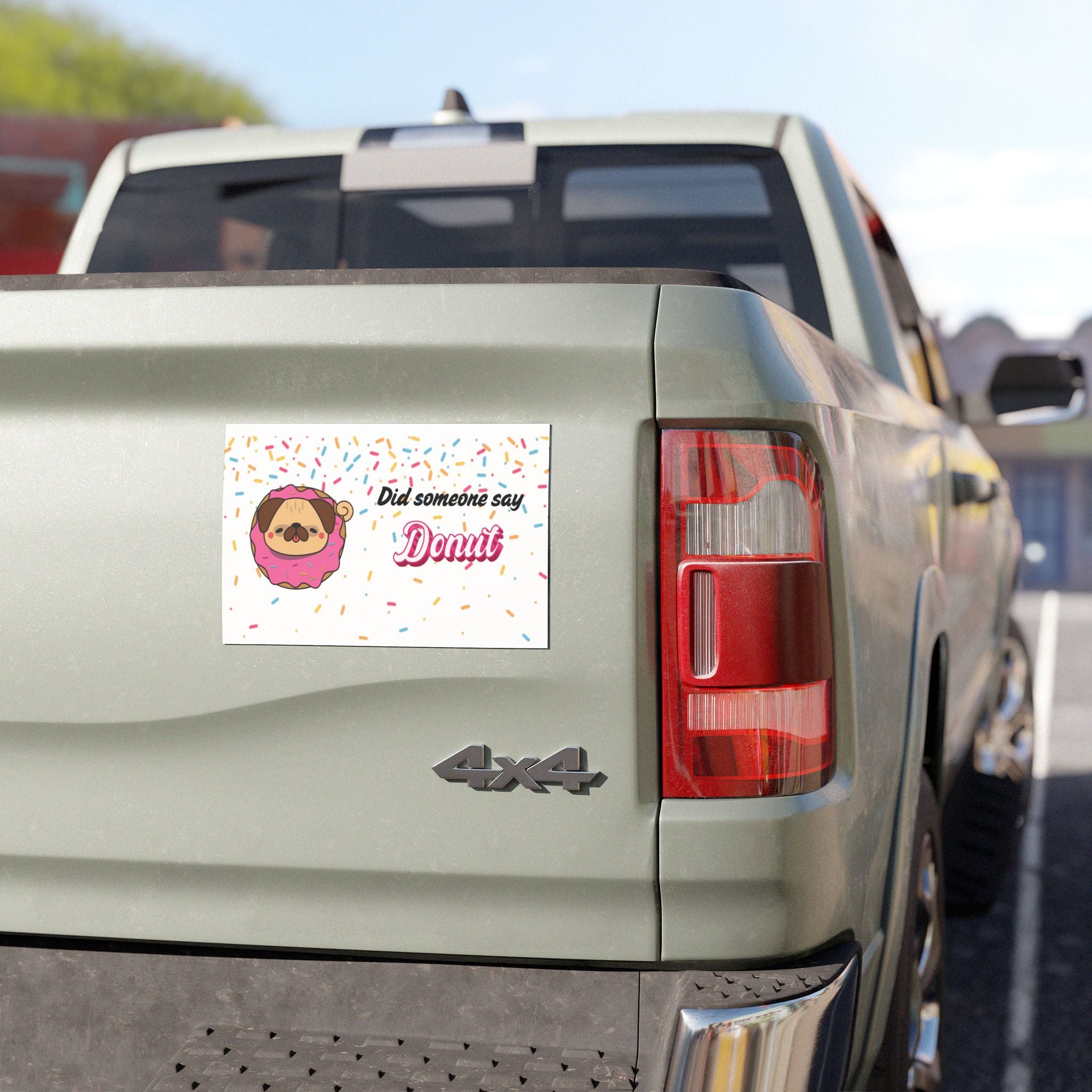 Car Magnet - "Did someone say Donut" Cute Pug in Donut Design
