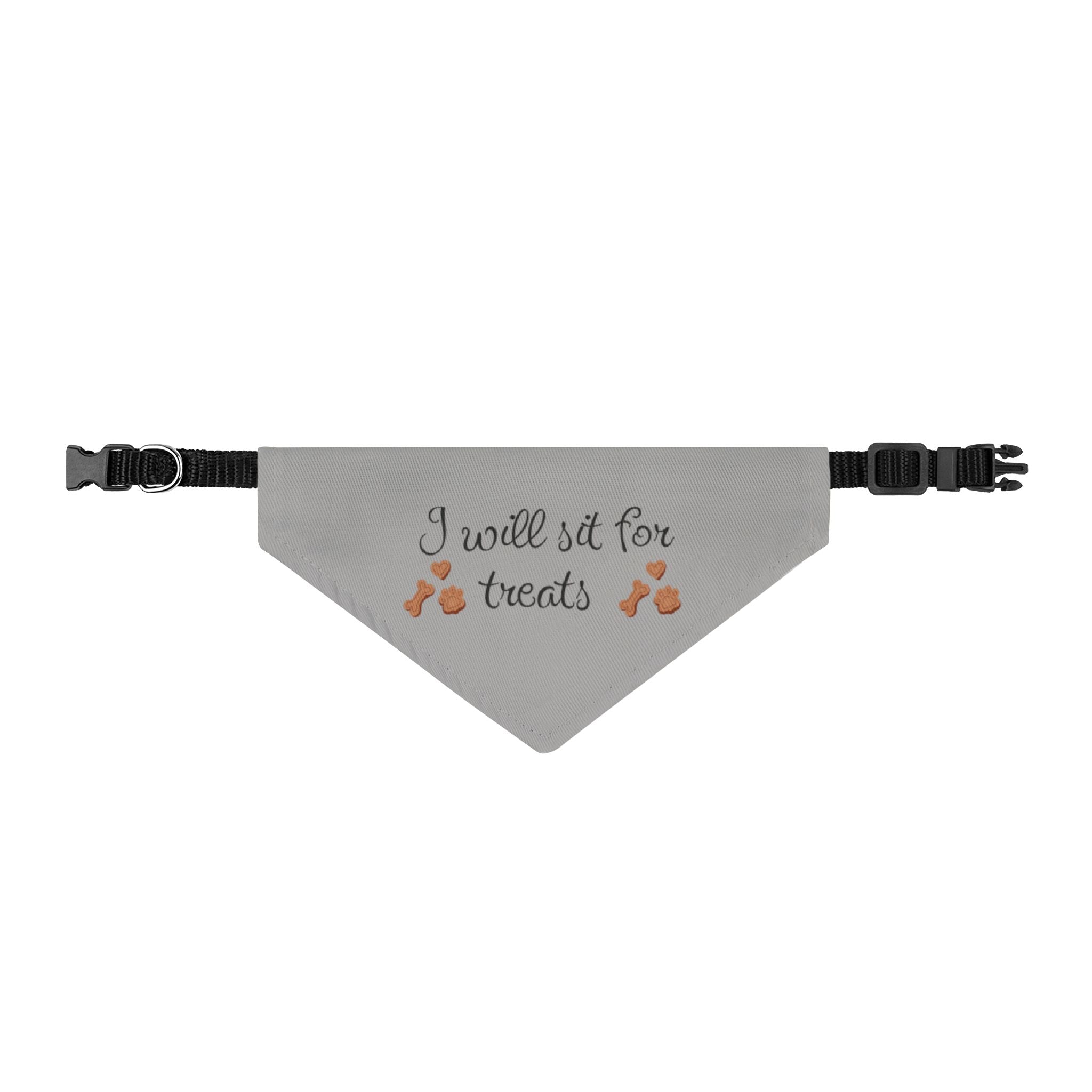Dog Bandana — “I Will Sit for Treats” Clip-On Pet Bandana
