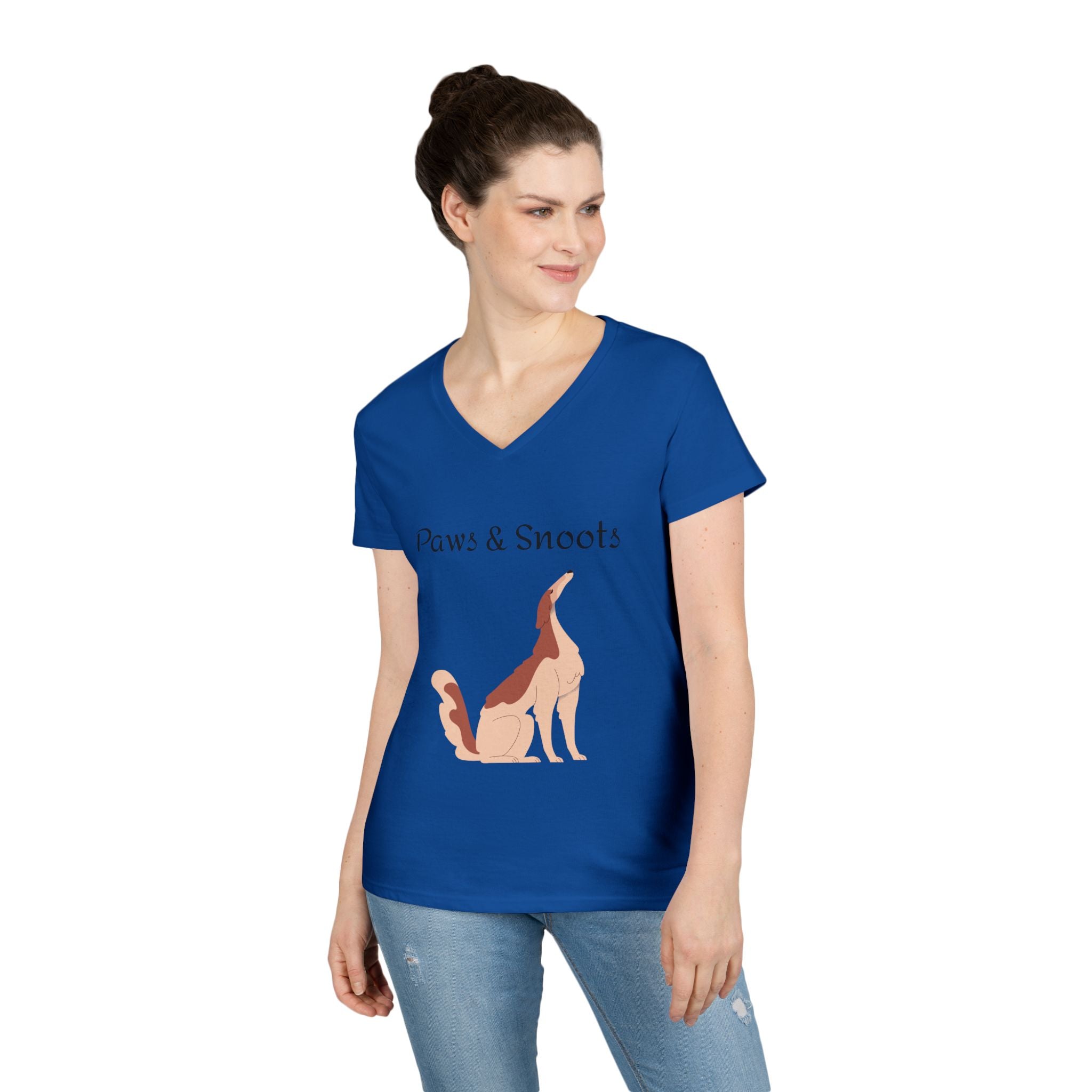 Paws & Snoots Dog Lover V-Neck Tee — "Wear Your Bond" Graphic