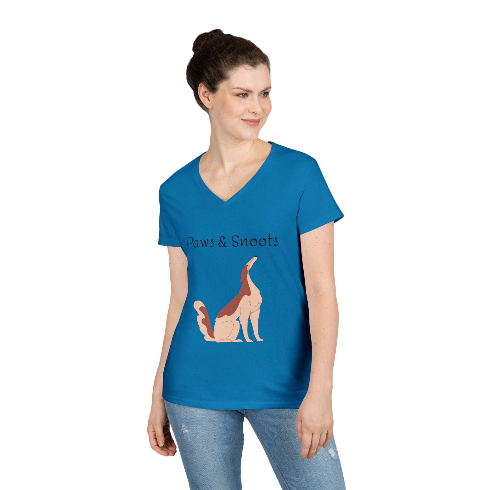 Paws & Snoots Dog Lover V-Neck Tee — "Wear Your Bond" Graphic