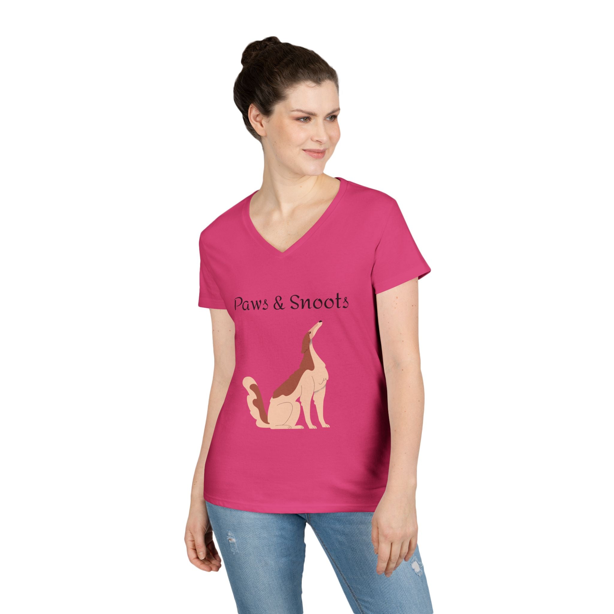 Paws & Snoots Dog Lover V-Neck Tee — "Wear Your Bond" Graphic