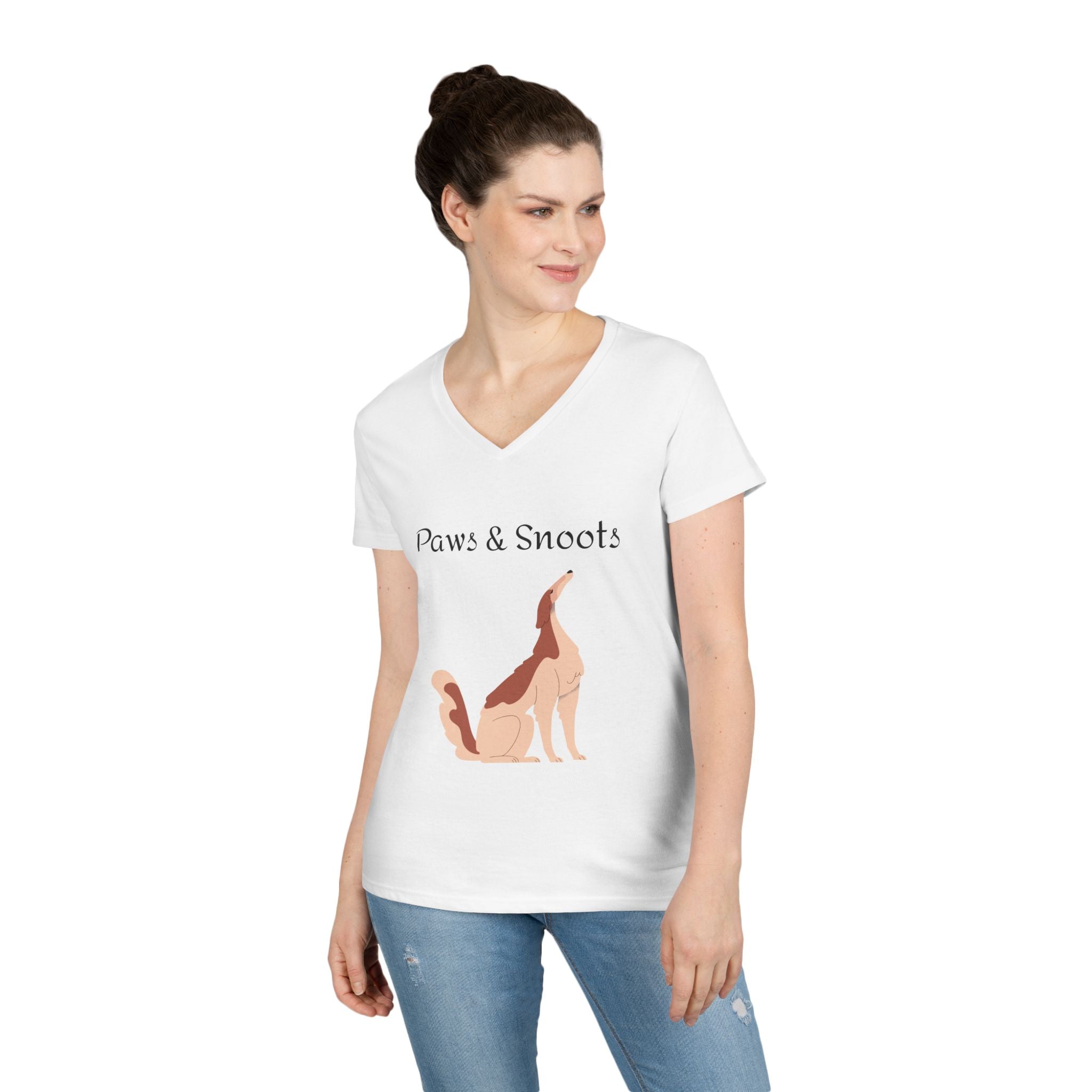 Paws & Snoots Dog Lover V-Neck Tee — "Wear Your Bond" Graphic