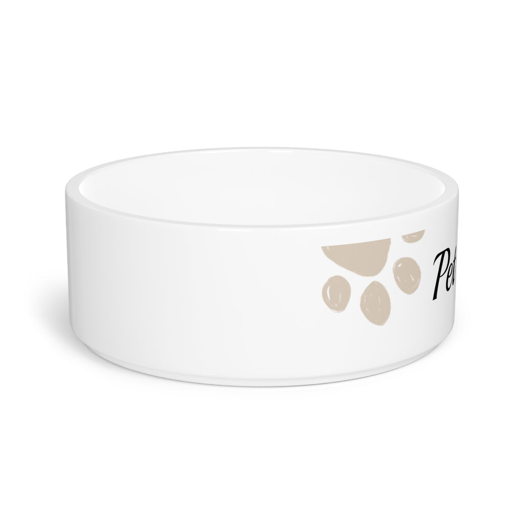 Beige Paw Print Pet Name Pet Bowl | Personalized Ceramic Dog Bowl