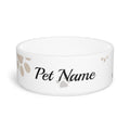 Beige Paw Print Pet Name Pet Bowl | Personalized Ceramic Dog Bowl